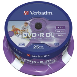 [000019537] DVD+R DL 8,5/240 8x spindle printable pk25 Verbatim 43667!!