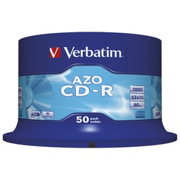 [000019676] CD-R 700/80 52x spindl AZO Crystal pk50 Verbatim 43343