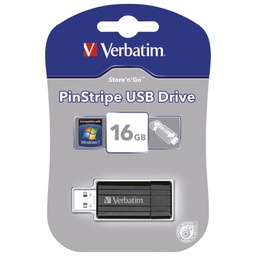 [000019710] Memorija USB 16GB 2.0 PinStripe Verbatim 49063 crna blister
