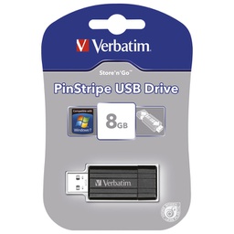 [000019711] Memorija USB  8GB 2.0 PinStripe Verbatim 49062 crna blister