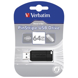 [000021582] Memorija USB 64GB 2.0 PinStripe Verbatim 49065 crni blister