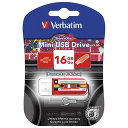 [000022138] Memorija USB 16GB Store'n'Go mini Cassette Verbatim 49398 crvena blister!!