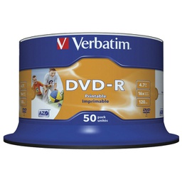 [000022181] DVD-R 4,7/120 16x spindl printable pk50 Verbatim 43533