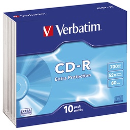 [000022865] CD-R 700/80 52x slim Extra protection pk10 Verbatim 43415