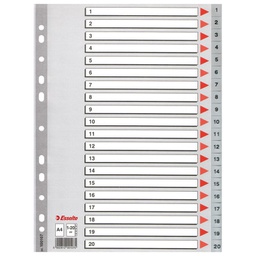 [000023460] Pregrada plastična A4 brojevi 1-20 Esselte 100107 siva