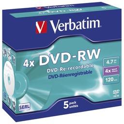 [000023628] DVD-RW 4,7/120 4x JC Mat Silver Verbatim 43285!!