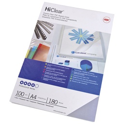 [000023995] Korice za spiralni uvez 180my pvc A4 pk100 GBC CE011880E prozirne