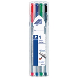 [000024193] Flomaster fineliner 0,3 mm pk4 Triplus Staedtler 334 SB4