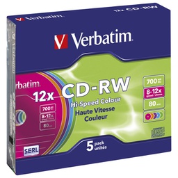 [000024482] CD-RW 700/80  8x-12x slim pk5 Verbatim 43167 sortirano