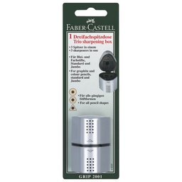[000001460] Šiljilo pvc s pvc kutijom 3rupe Grip 2001 Trio Faber-Castell 183897 srebrno blister!!