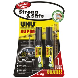 [000025585] Ljepilo trenutačno 3g+3g gratis Super Strong&Safe UHU L0180022 blister