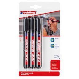 [000025968] Marker permanentni 1,5-3mm okrugli vrh Edding 300/3 crni blister